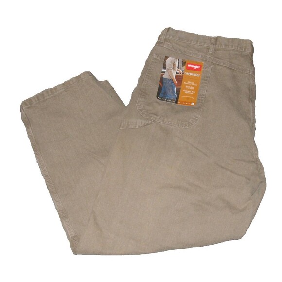 Wrangler Hero Carpenter Work Jeans Tan Khaki Denim Straight Leg Size 44 x 30 NEW - Picture 1 of 5